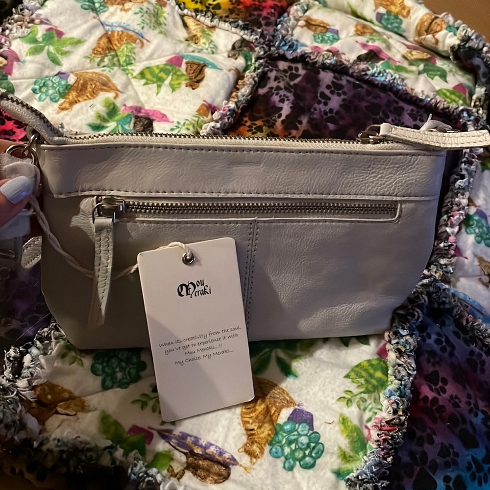 Cream colored leather purse